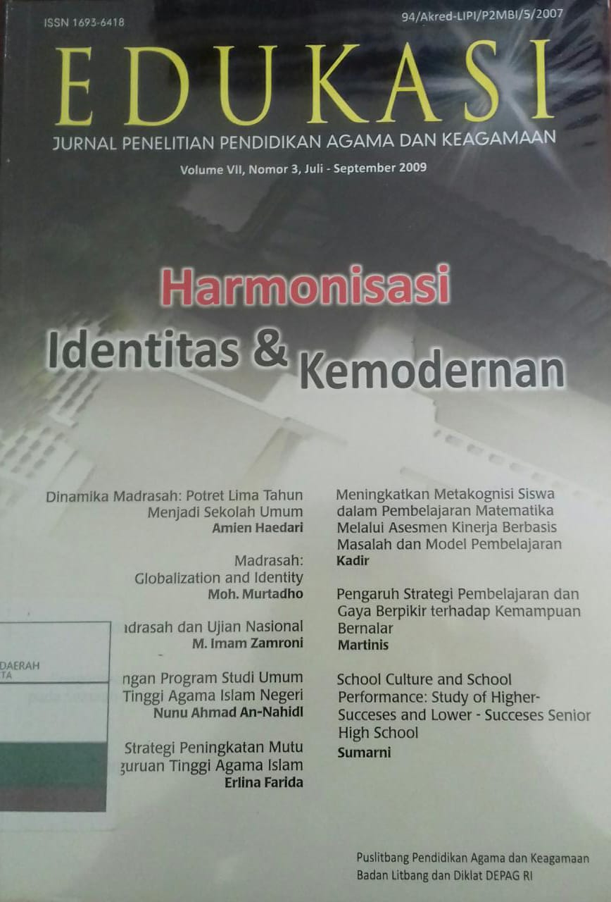 EDUKASI : Jurnal Penelitian Pendidikan Agama dan Keagamaan