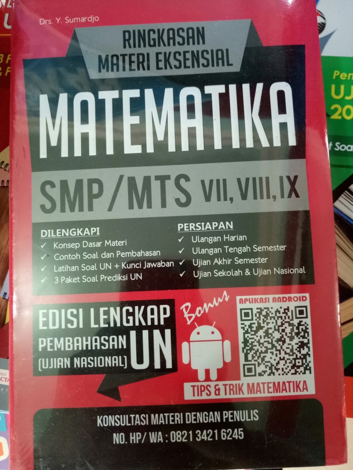 Ringkasan materi eksensial : matematika smp/mts Vll, Vlll, lX