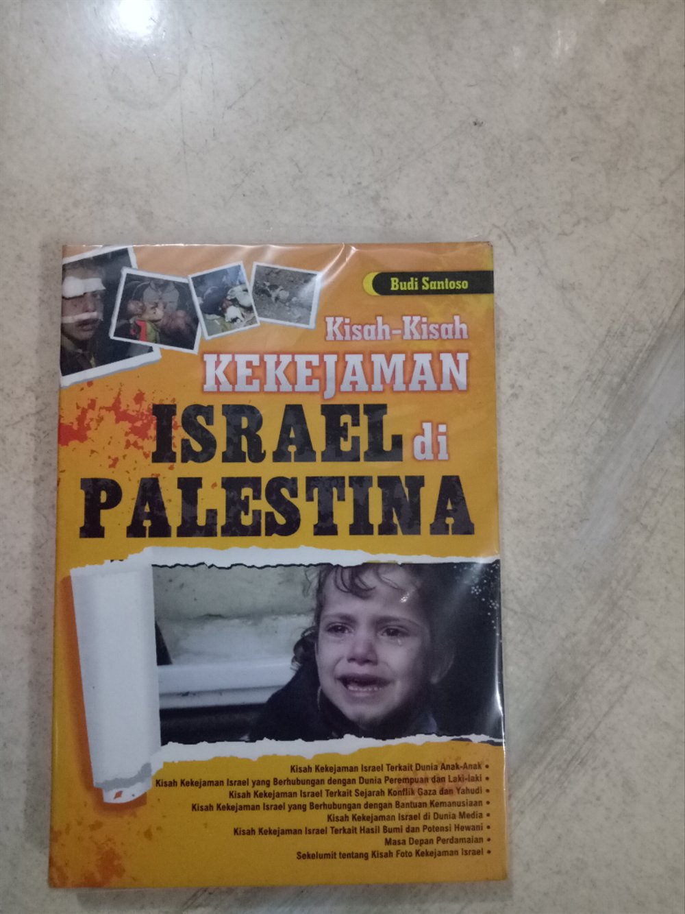 Kisah-Kisah Kekejaman Israel di Palestina / Penulis Santoso Budi, Editor Rusdianto, Pemeriksa Aksara ah'Hani Munnal, Tata Sampul Hefni Ruri, Tata Isi Iqbalmuttaqin, Tim Pracetak Dwi