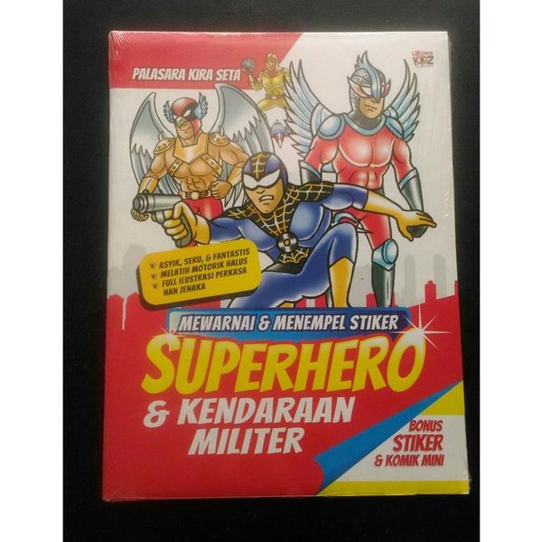 Mewarnai dan menempel sticker superhero dan kendaraan militer