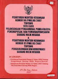 Peraturan Menteri Keuangan RI Nomor: 96/PMK.06/2007 DAN 97/PMK.06/2007 tentang Tatacara Pelaksanaan, Penggunaan, Pemanfaatan, Penghapusan, Pemindahtanganan Dan Penggolongan Kodefikasi Barang Milik Negara Tahun 2008