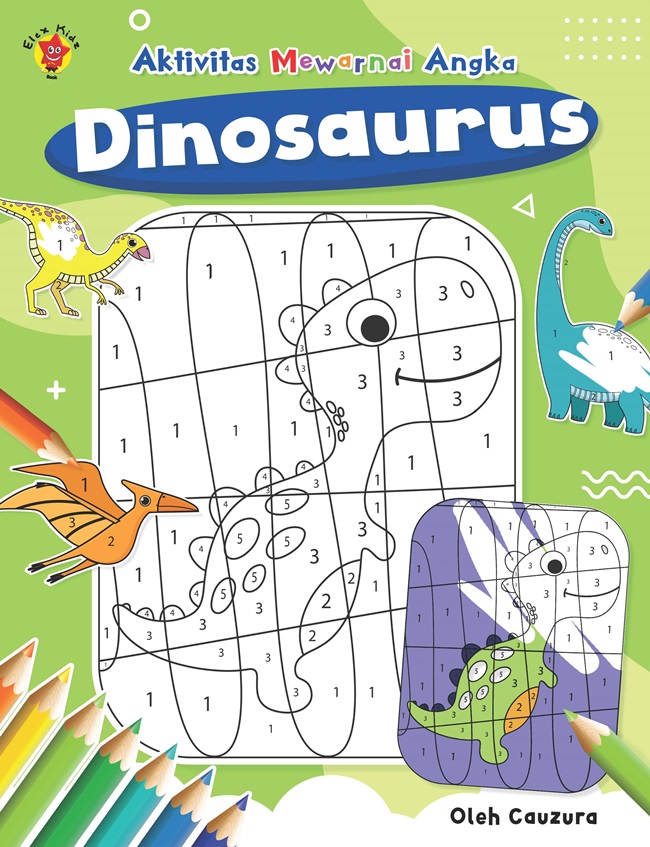 Aktivitas Mewarnai Angka Dinosaurus