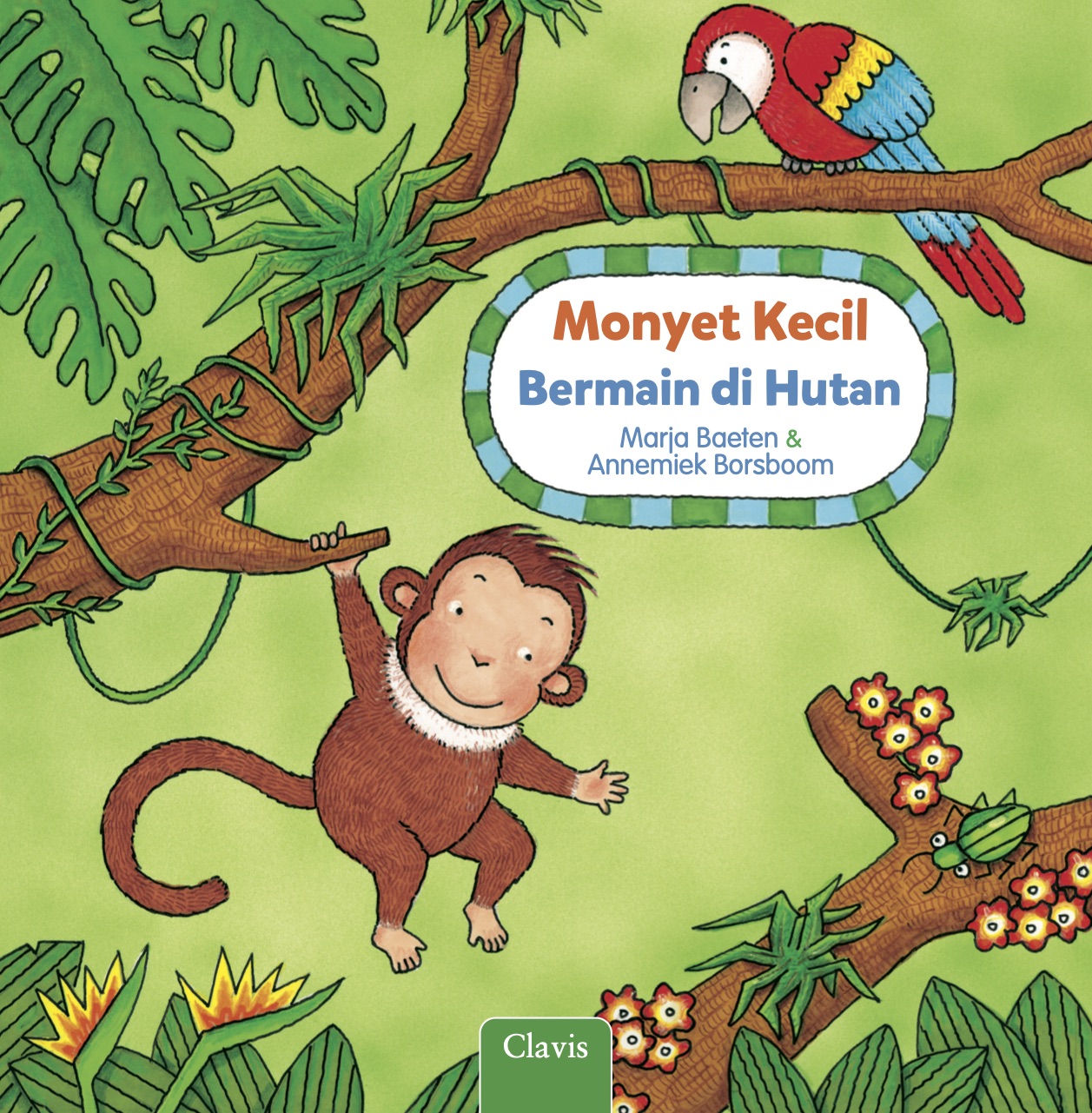 Monyet kecil bermain di hutan