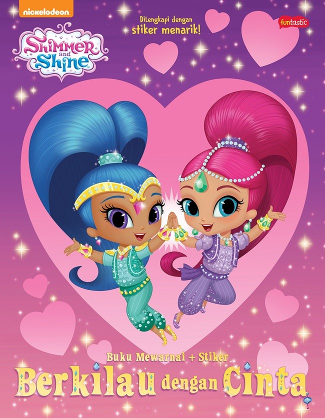 Buku mewarnai + stiker Shimmer and Shine : berkilau dengan cinta