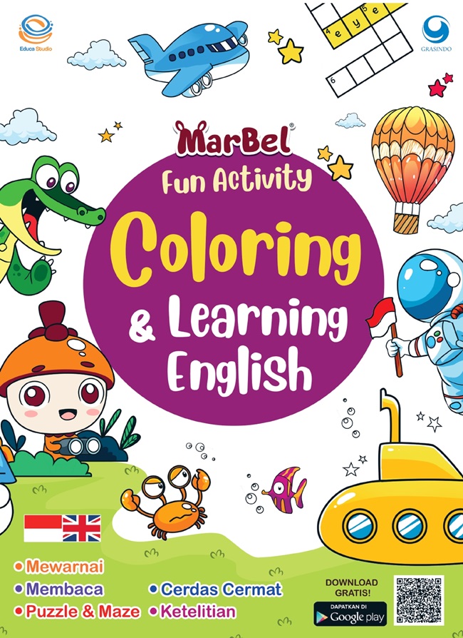 Marble fun activity, coloring & learning english