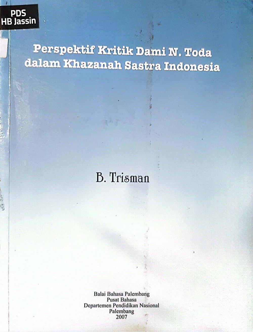 Perspektif Kritik dami N. Toda dalam Khazanah Satra Indonesia