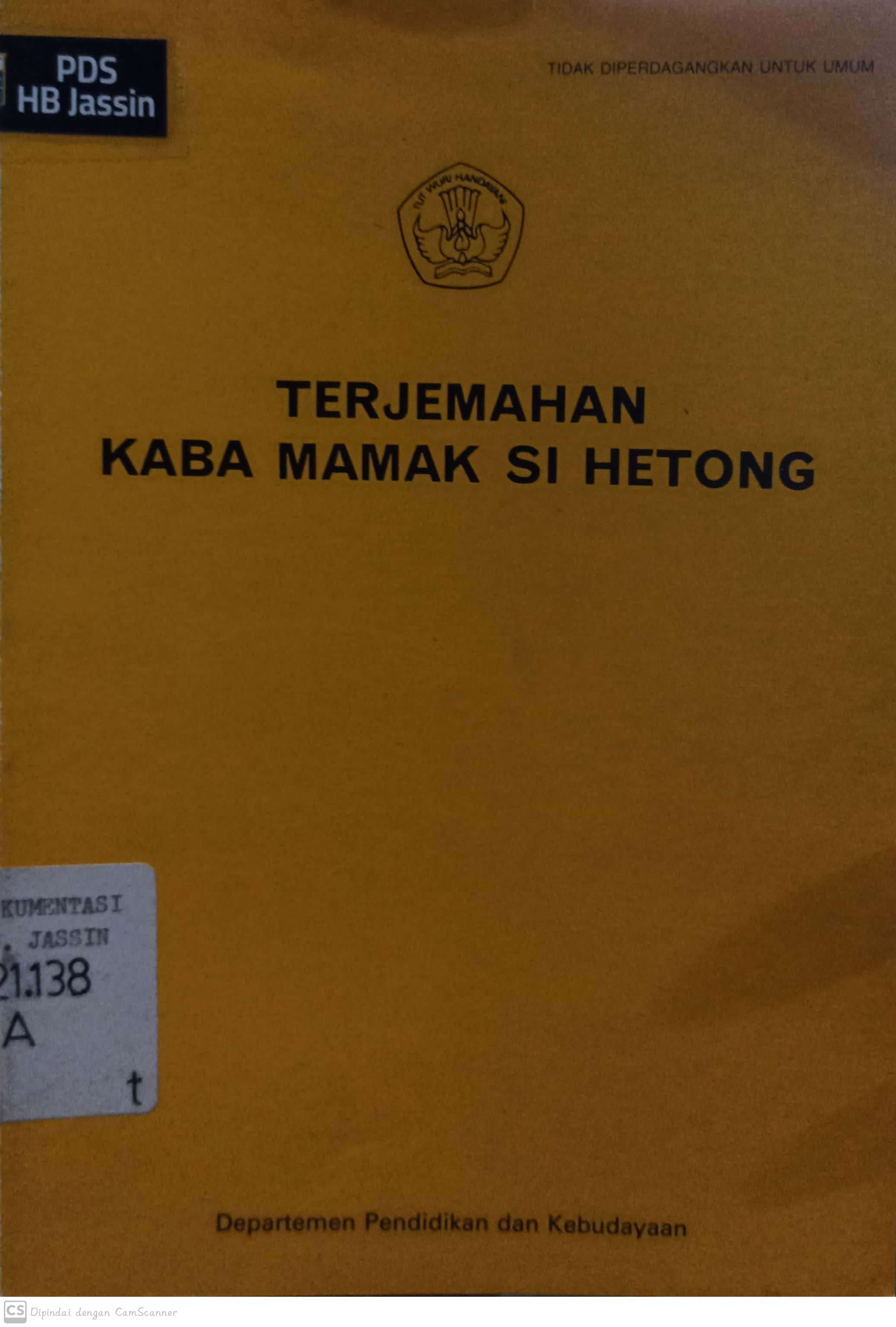 Kaba mamak si hetong dan terjemahannya