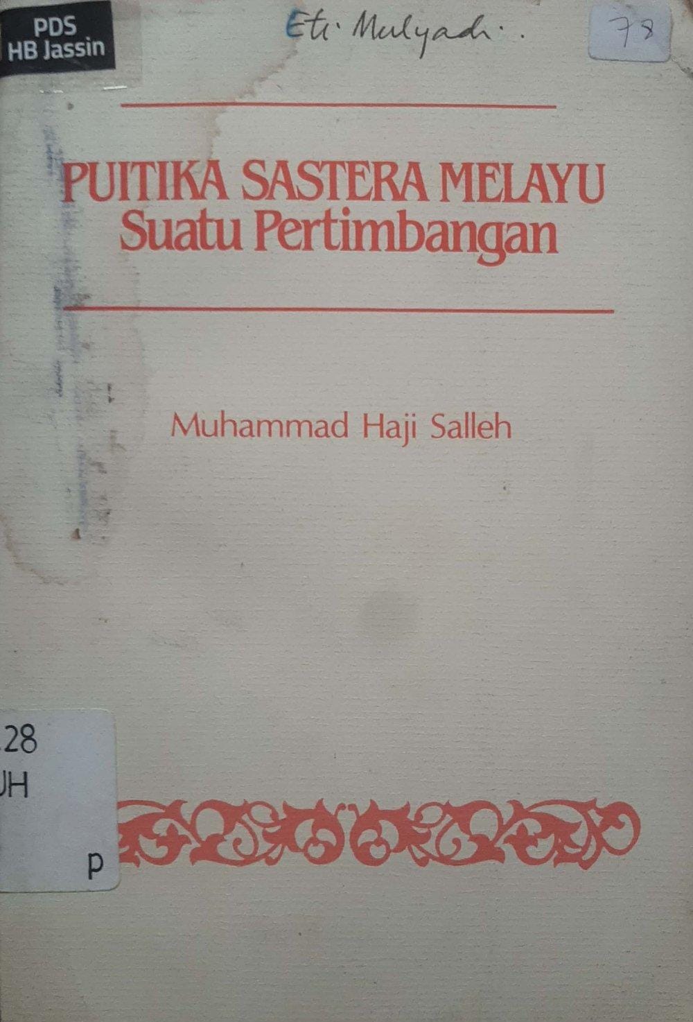 Puitika Sastera Melayu Suatu Pertimbangan