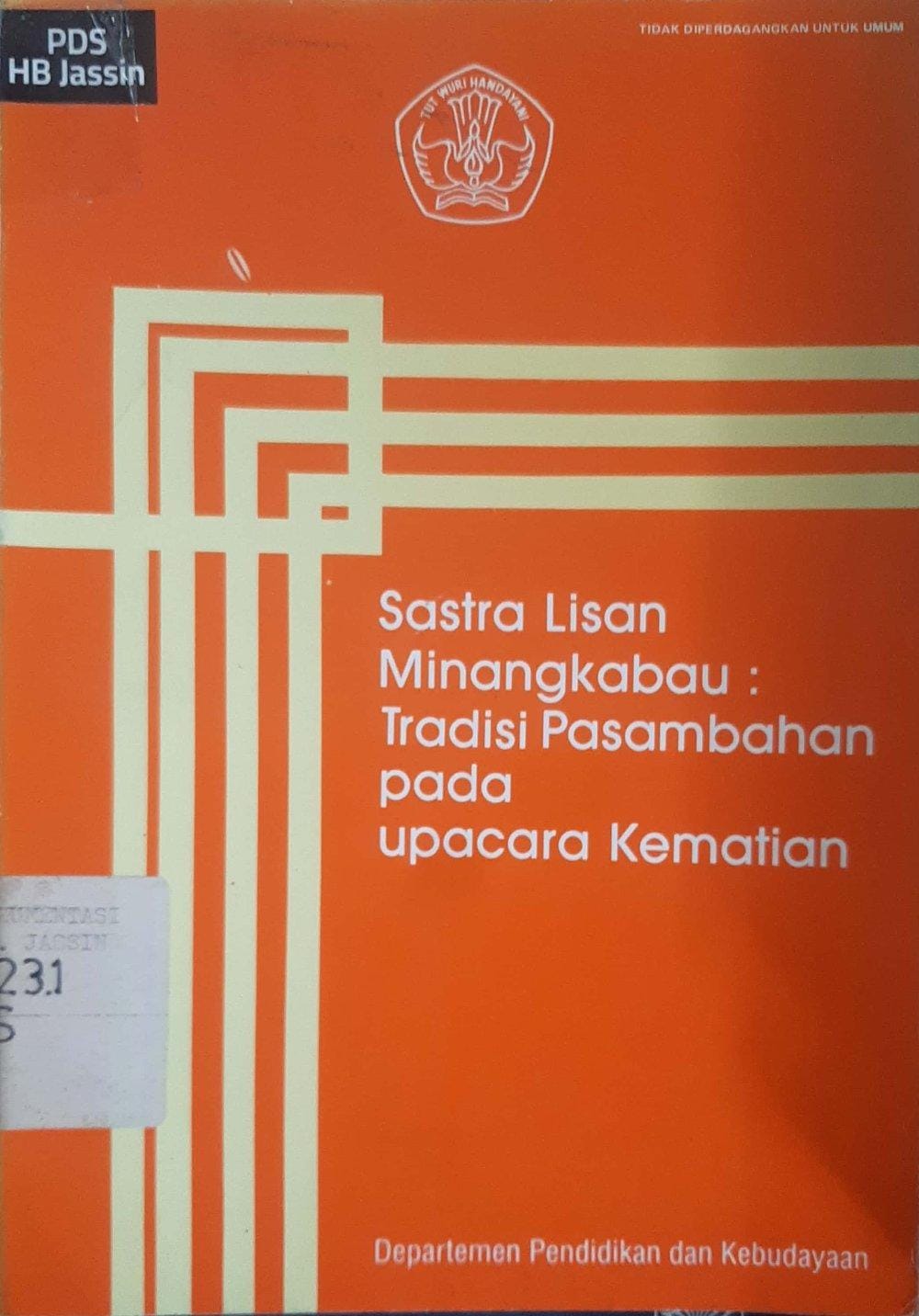 Sastra Lisan Minangkabau Tradisi Pasambahan Pada Upacara Kematian
