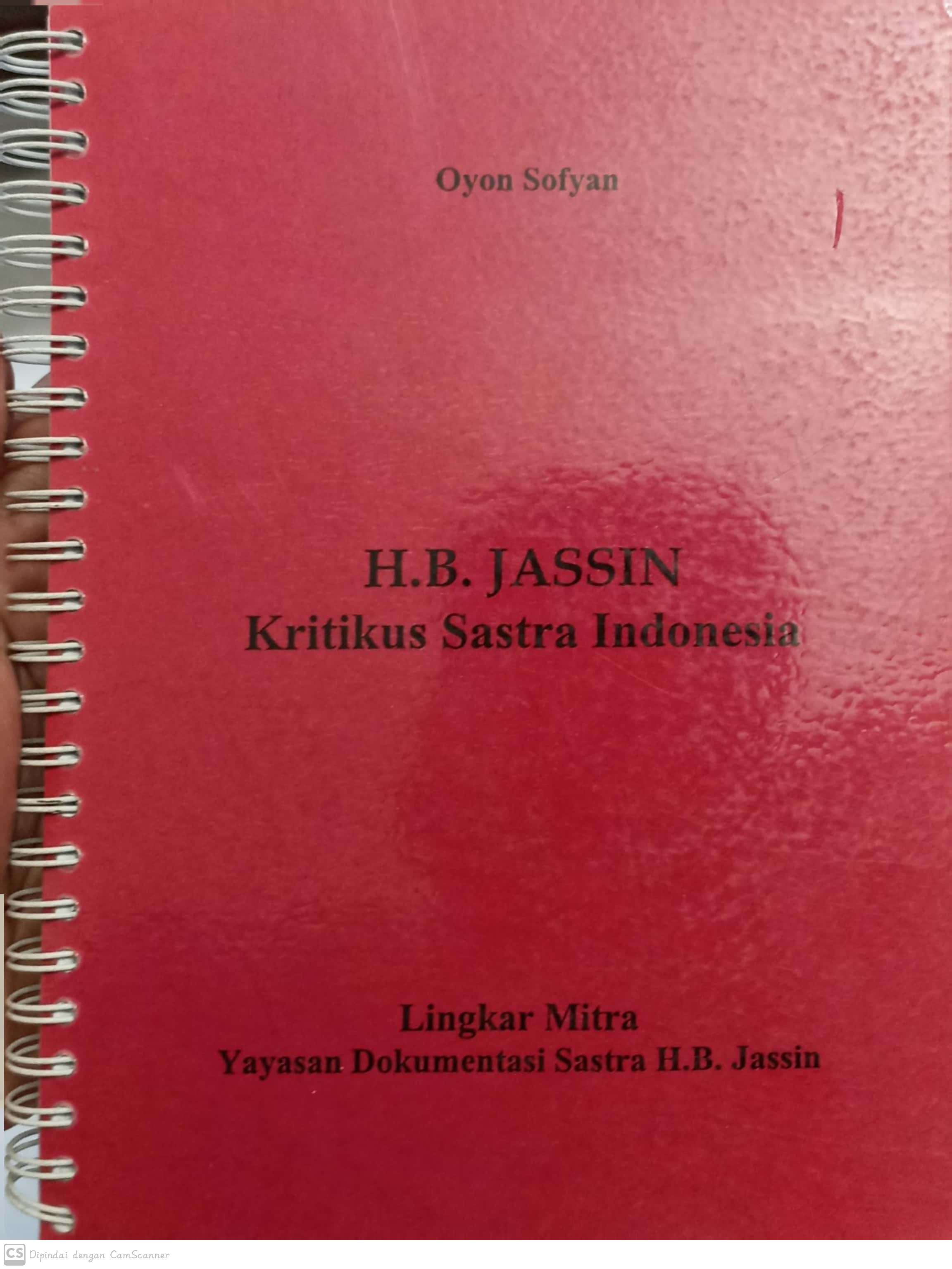 H.B Jassin : kritikus sastra indonesia