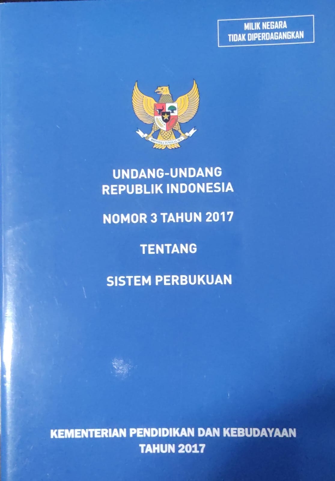 Undang-Undang Republik Indonesia Nomor 3 Tahun 2017 tentang Sistem pembukuan
