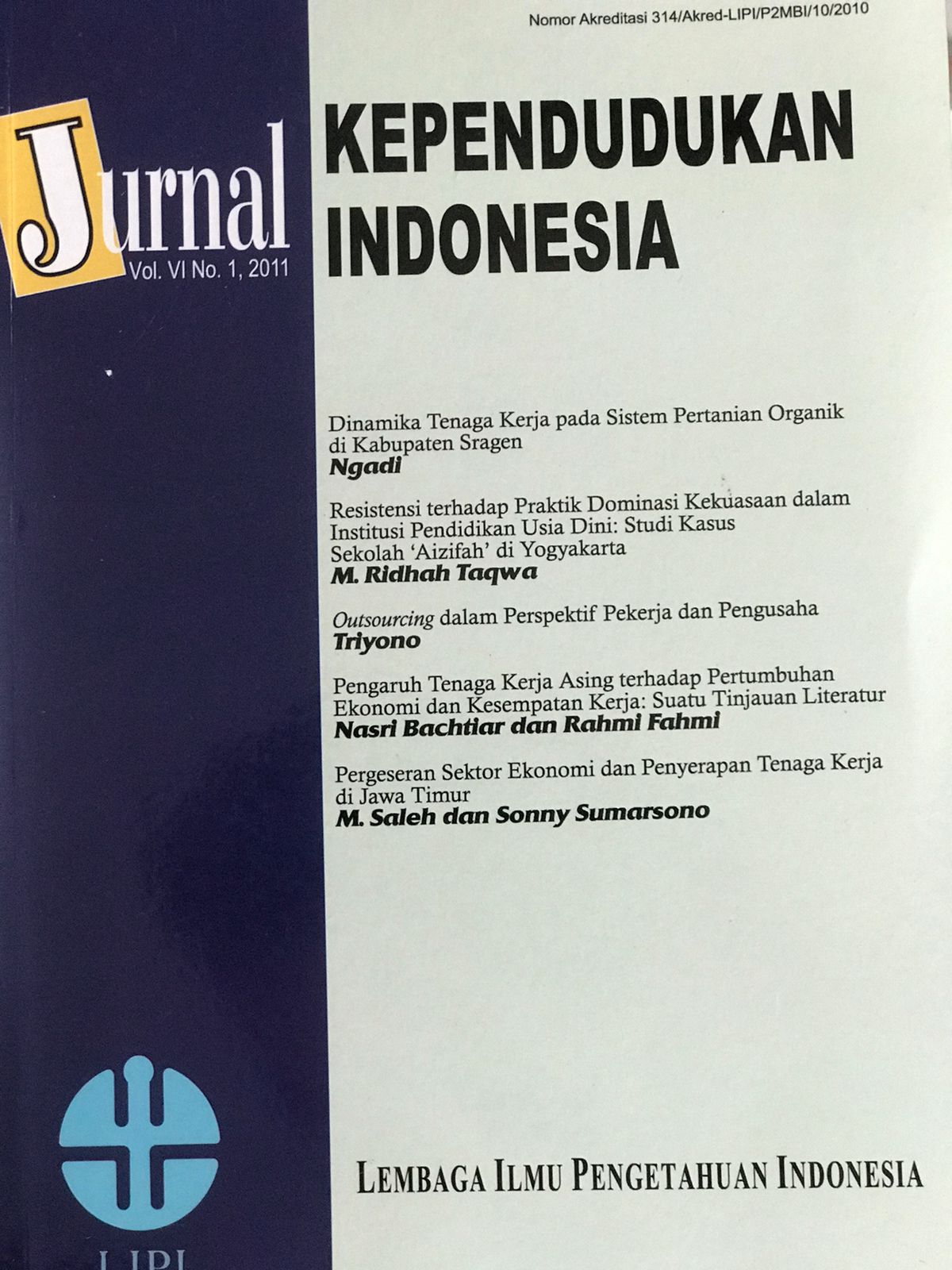 Jurnal kependudukan Indonesia