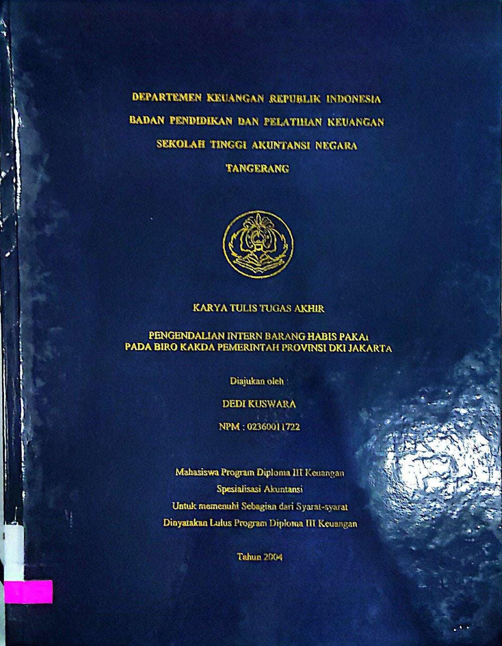 Pengendalian Intern Barang Habis Pakai pada Biro Kakda Provinsi DKI Jakarta
