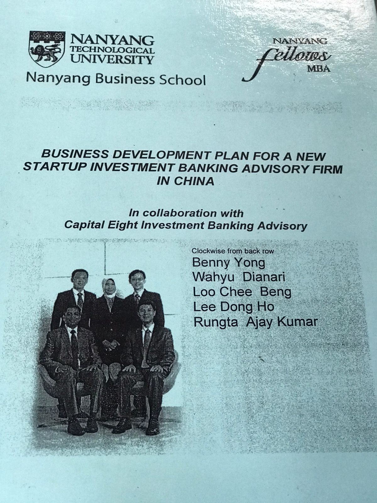 Business Development Plan for a new startup Investment banking advisory fiirmn in China