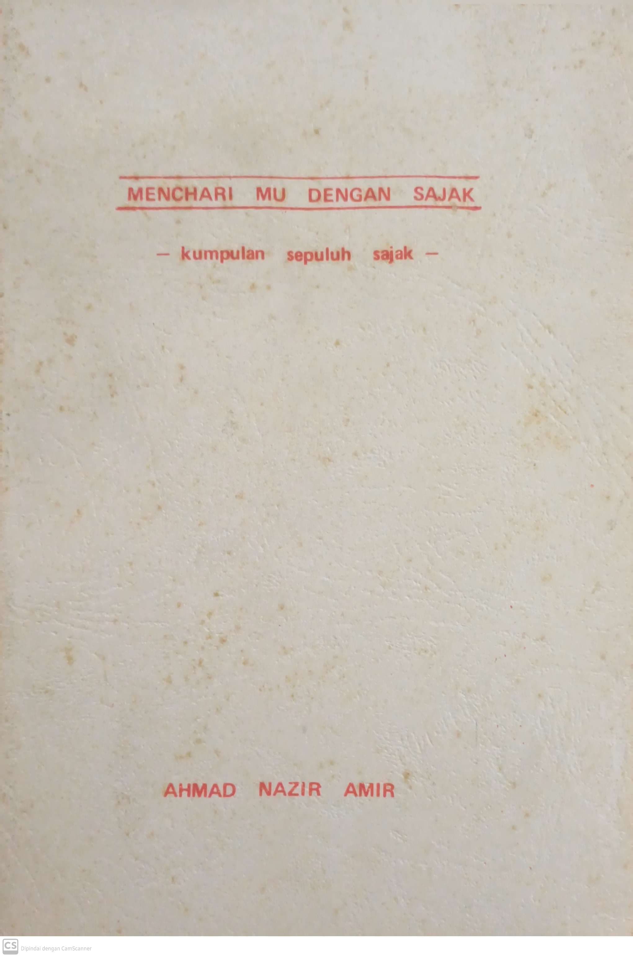 Menchari mu Dengan Sajak : Kumpulan Sepuluh Sajak