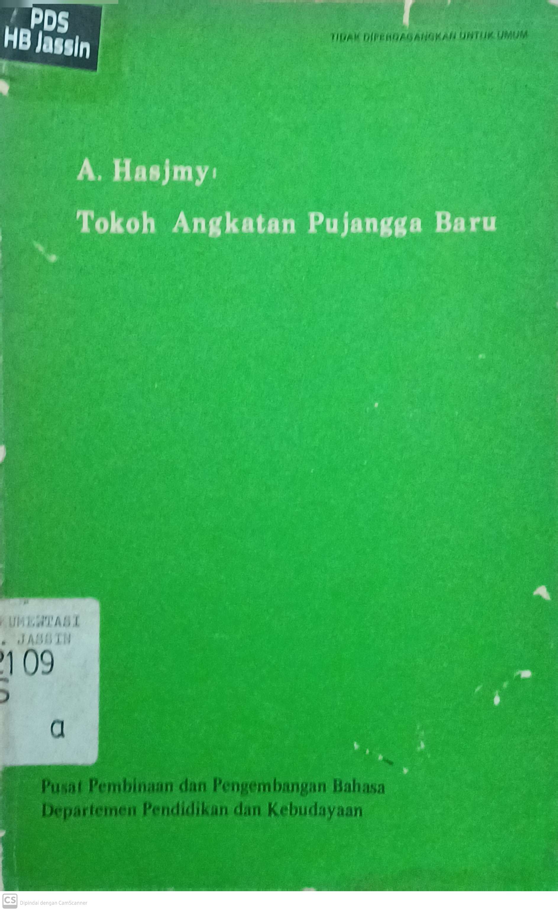 A. Hasjmy ; tokoh angkatan pujangga baru