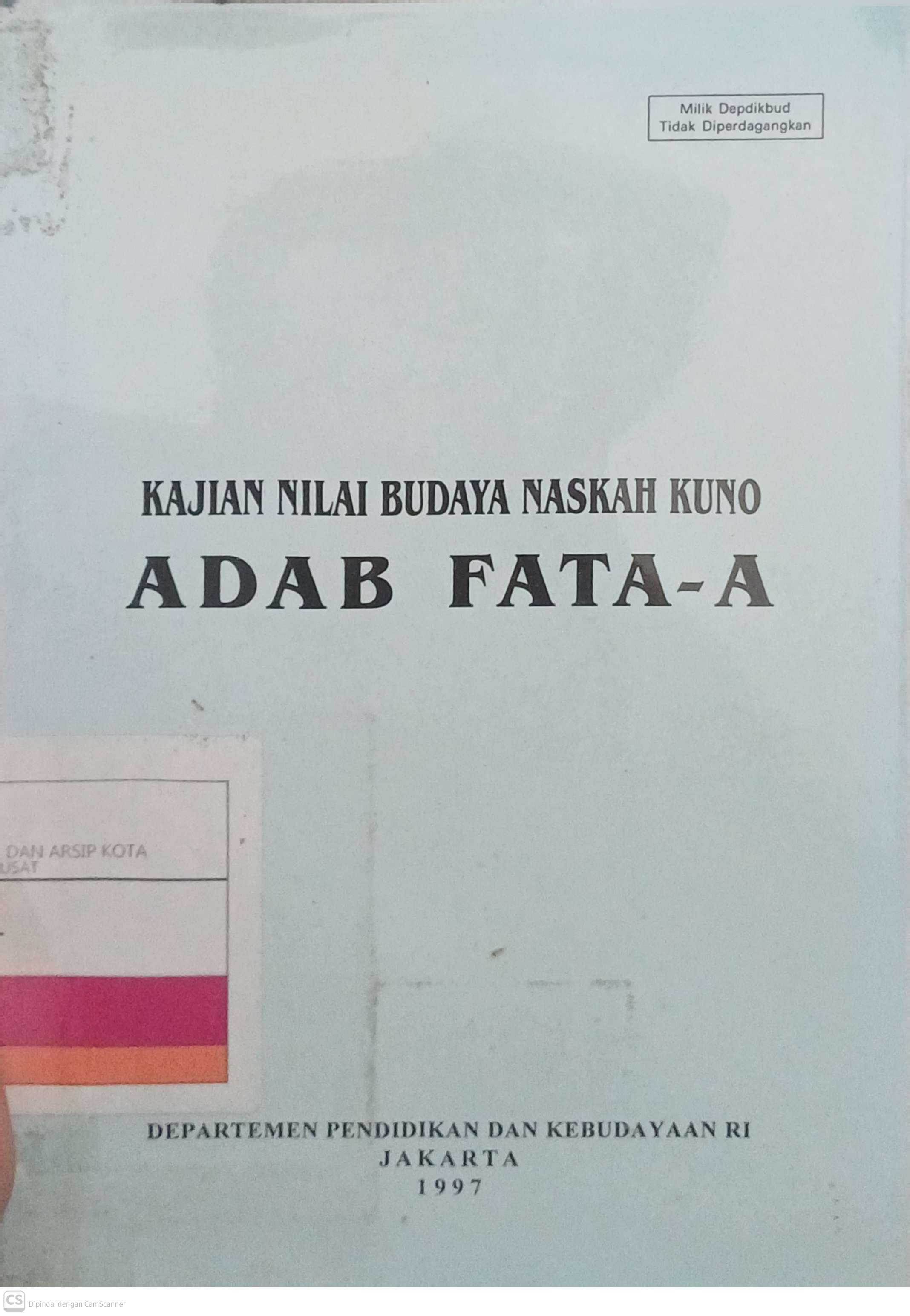 Kajian Nilai Budaya Naskah Kuno Adab Fata-a