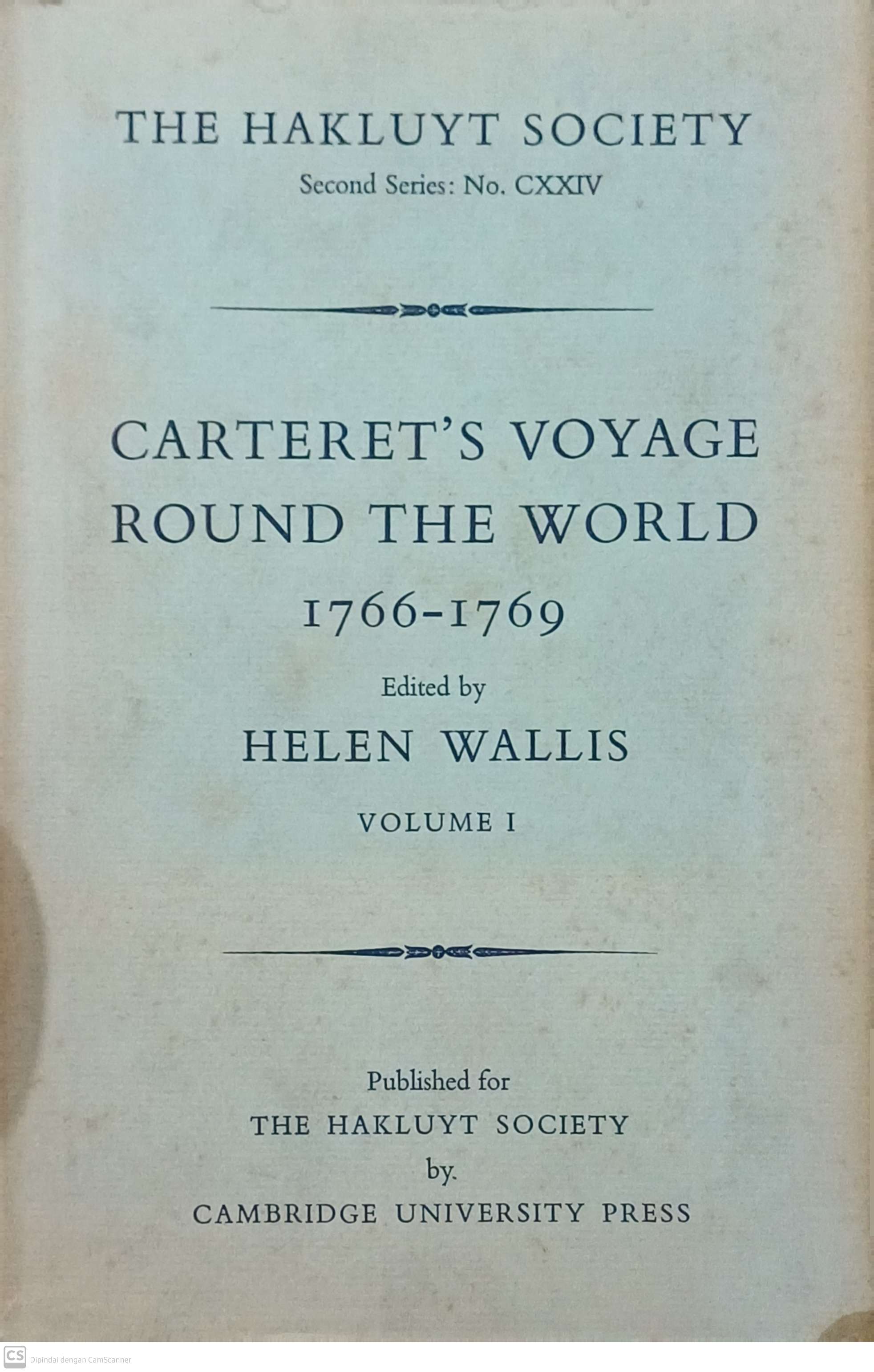 Carteret's voyage round the world 1766-1769 volume I