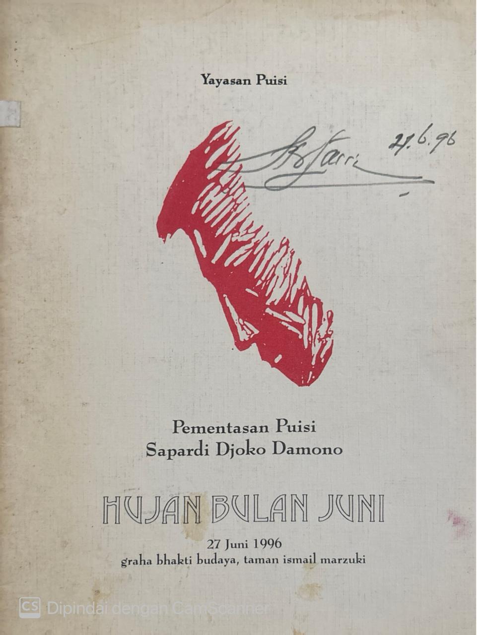Pementasan puisi Spardi Djoko Damono : Hujan Bulan Juni