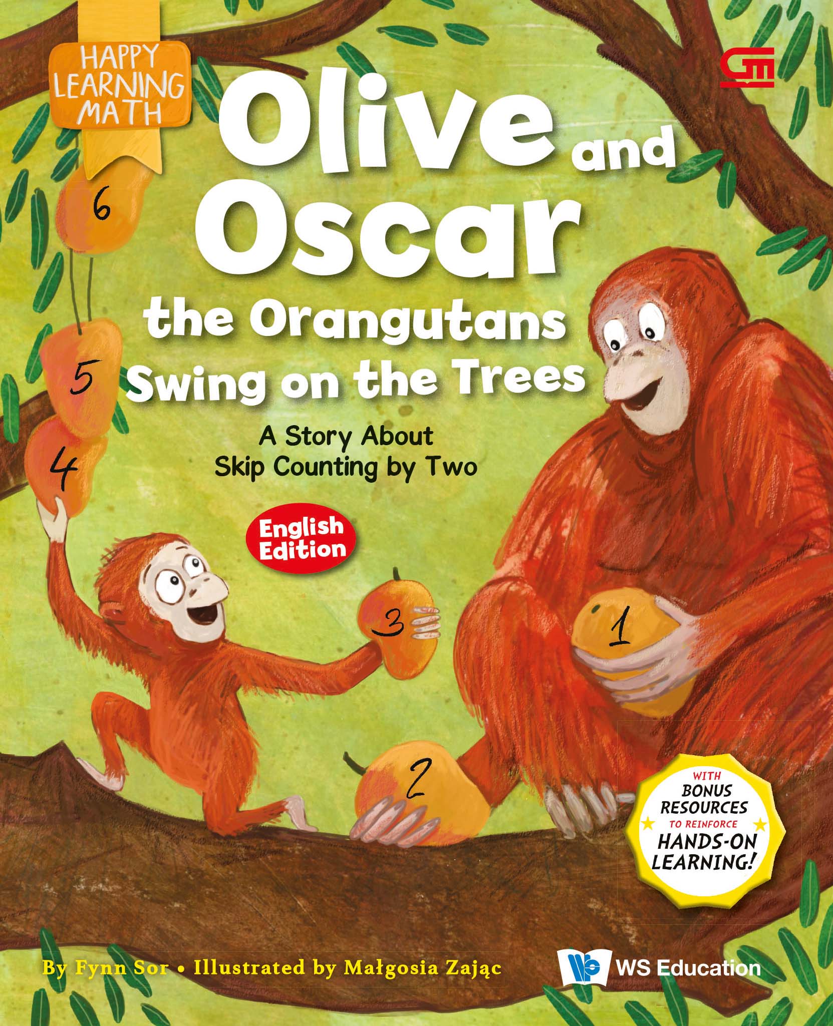 Happy learning Math - Olive and Oscar the Orangutans swing on the tress