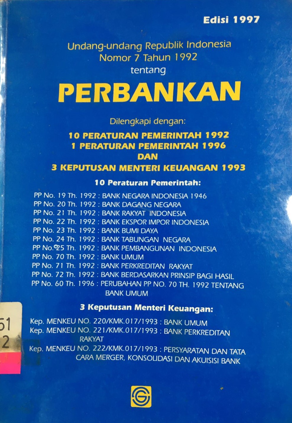 UNDANG-UNDANG RI NO 7 Th 1992 TENTANG PERBANKAN