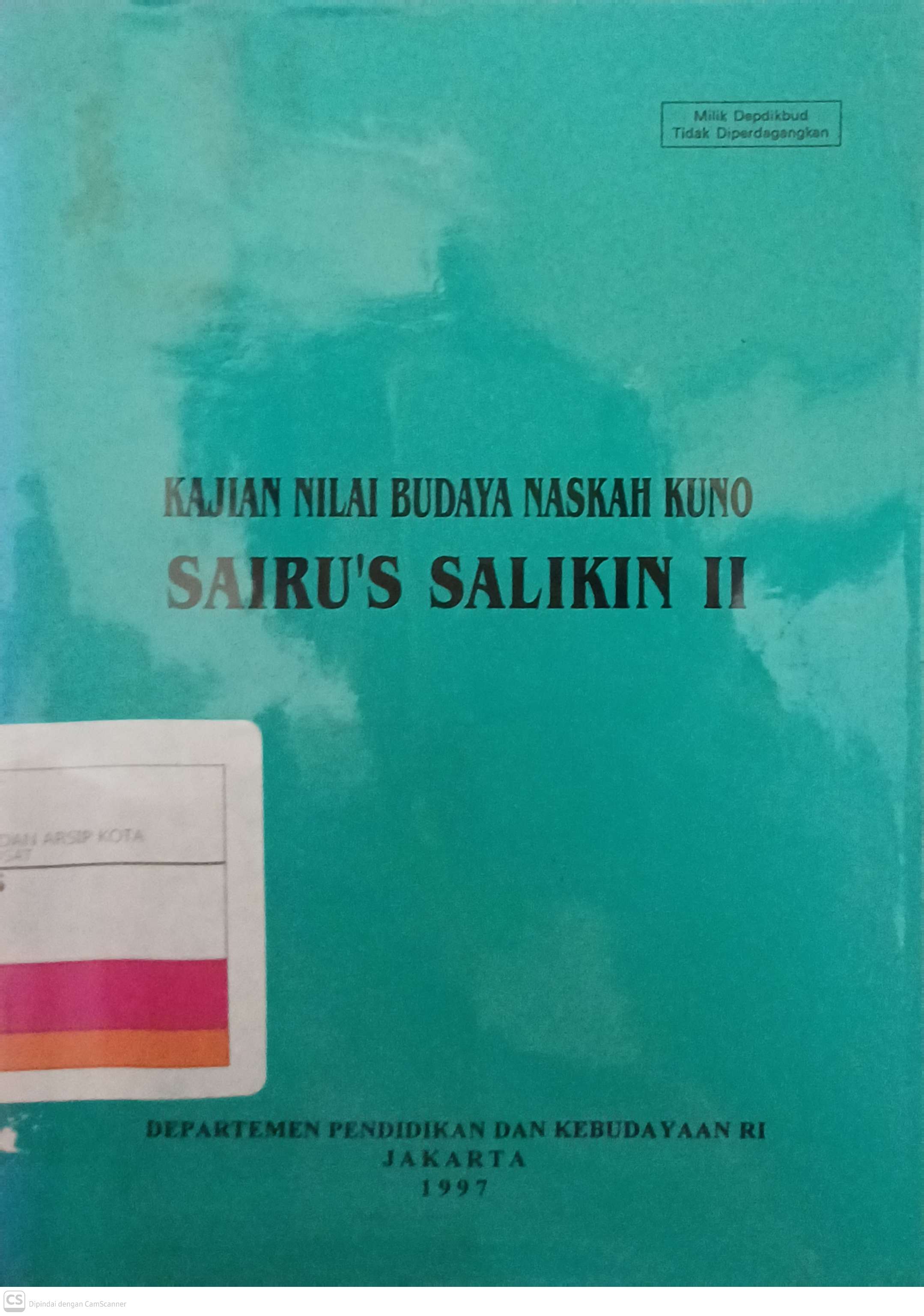 Kajian nilai budaya naskah kuno sairus salikin II