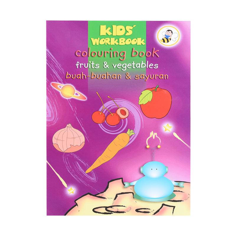 Kids' workbook : colouring book fruits & vegetables buah-buahan & sayuran