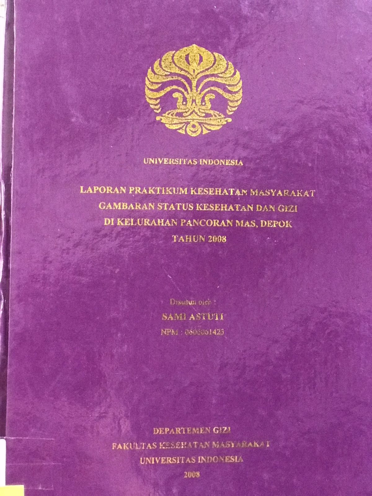 Laporan Praktikum Kesehatan Masyarakat Gambaran Status Kesehatan Dan Gizi Di Kelurahan Pancoran Mas, Depok