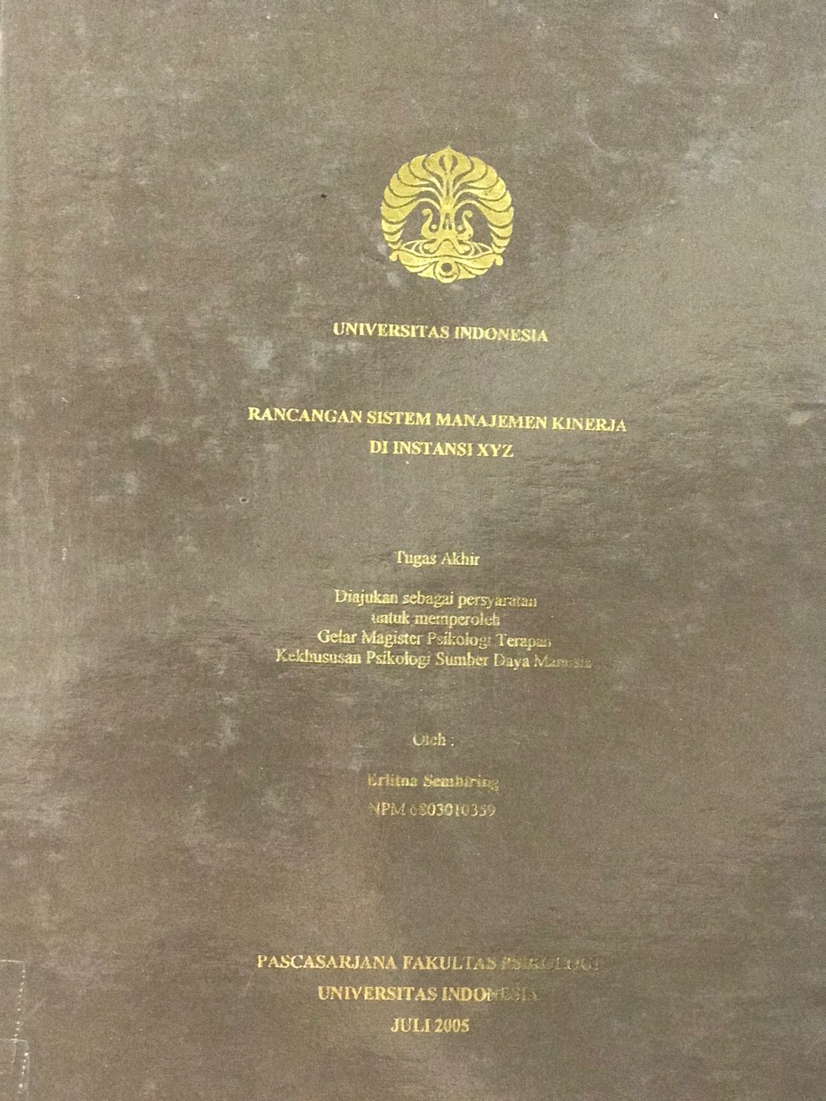 Rancangan sistem manajemen kinerja di instansi XYZ