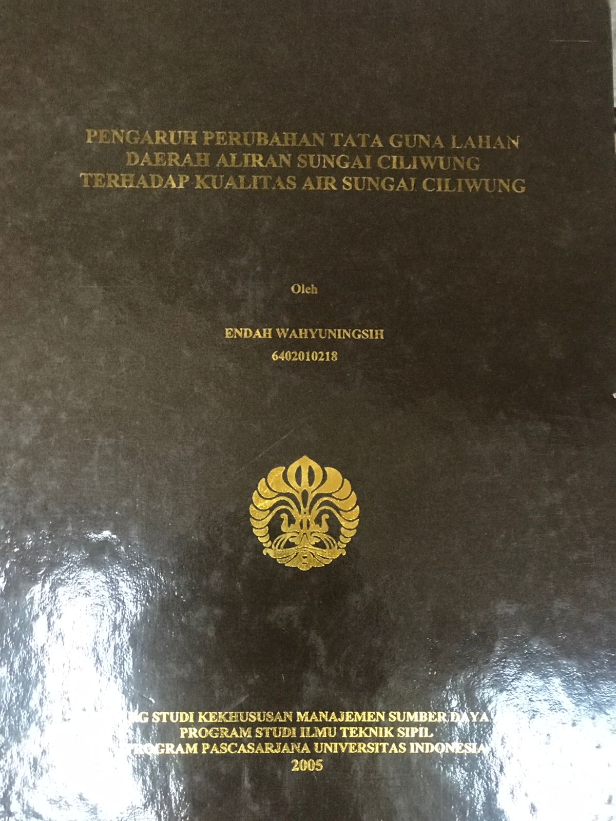 Pengaruh Perubahan Tata Guna Lahan Daerah Aliran Sungai Ciliwung Terhadap Kualitas Air Sungai Ciliwung