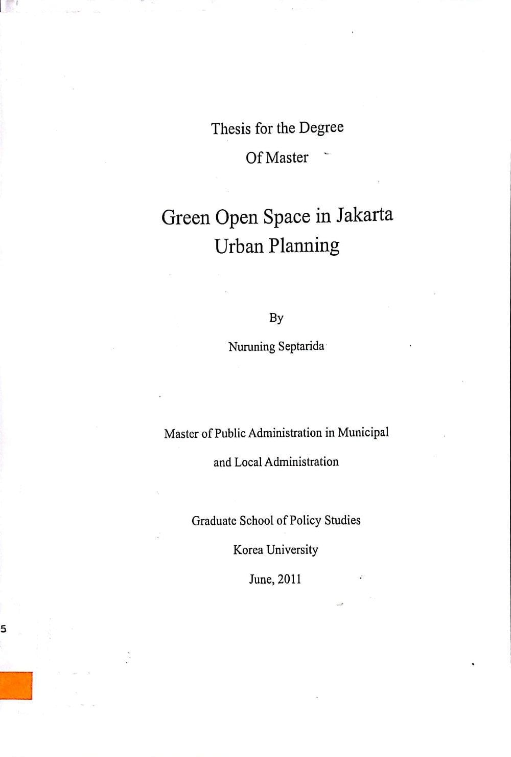 Grenn Open Space In Jakarta Urban Planning / Nuruning Septarida