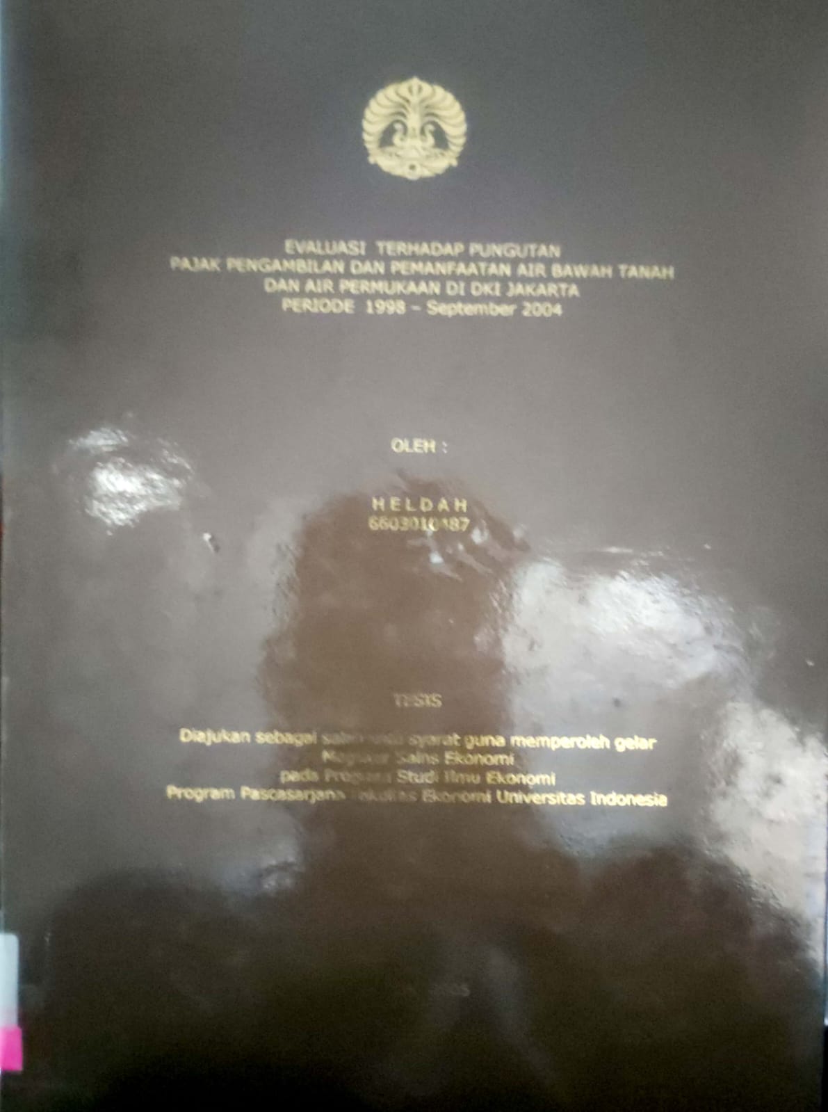 Evaluasi Terhadap Pungutan Pajak Pengambilan dan Pemanfaatan Air Bawah Tanah dan Air Di Permukaan di DKI Jakarta Periode 1998-September 2004