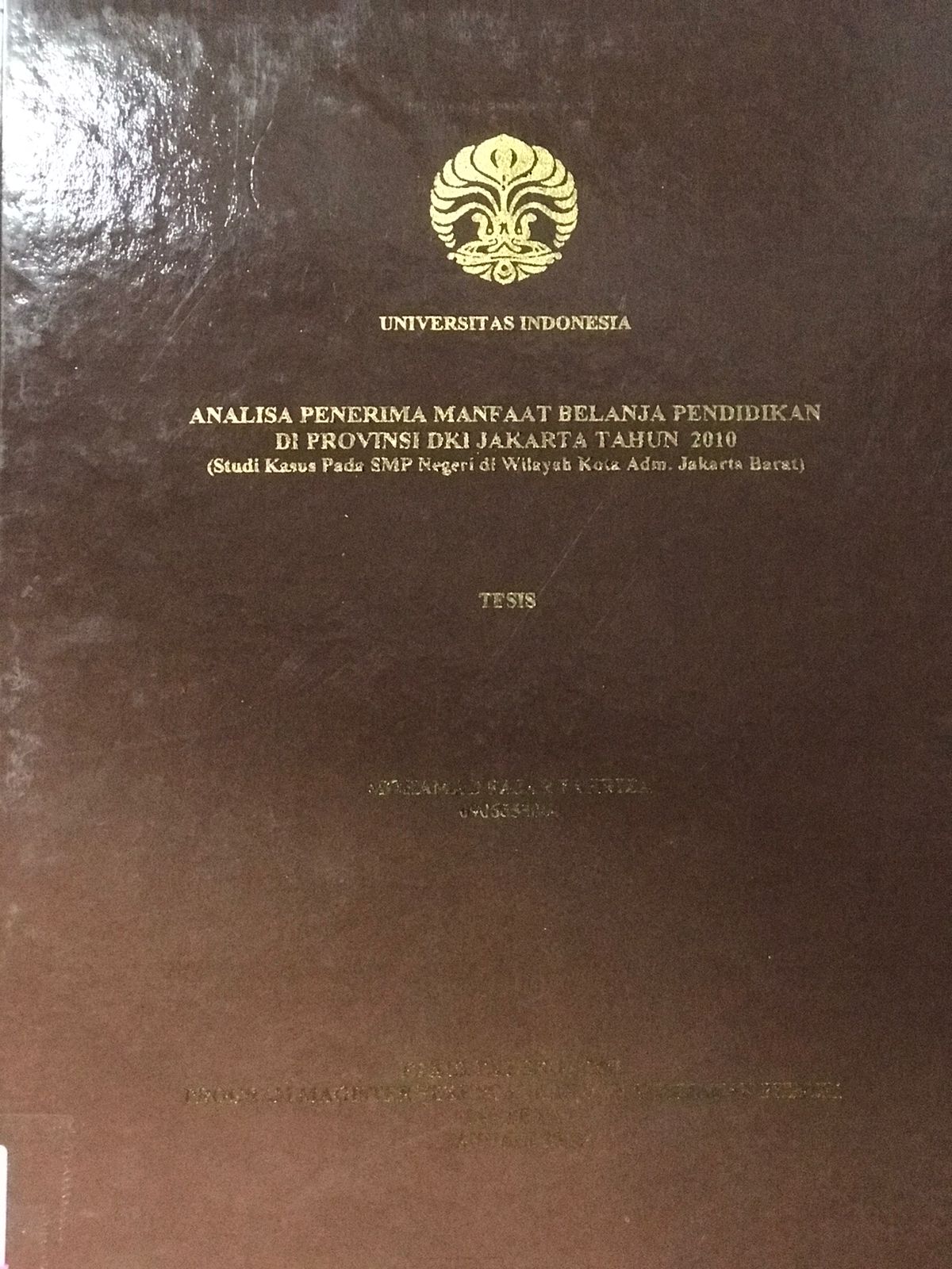 Analisa penerima manfaat belanja pendidikan di provinsi DKI Jakarta tahun 2020 (studi kasus pad SMP Negeri di wilayah kota adm. Jakarta Barat)