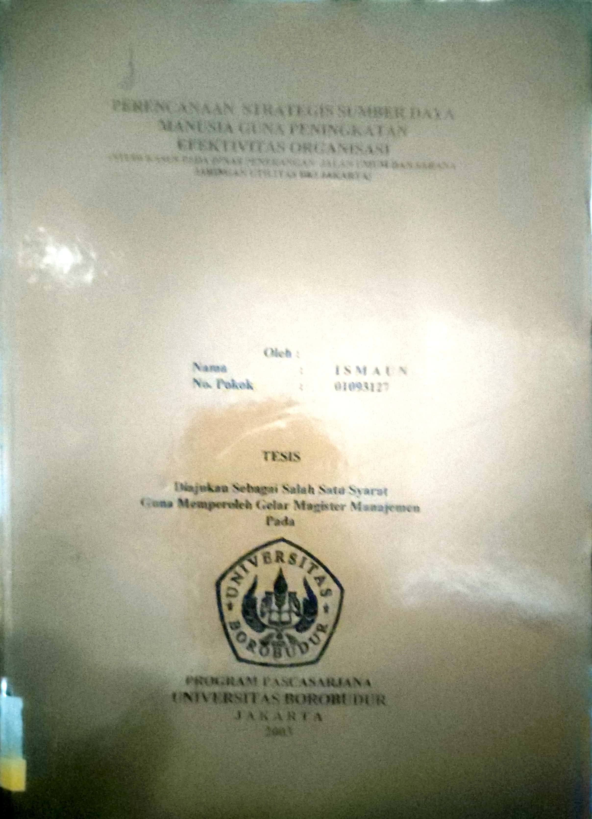 Perencanaan Strategi Sumber Daya Manusia Guna Peningkatan Efektivitas Organisasi
