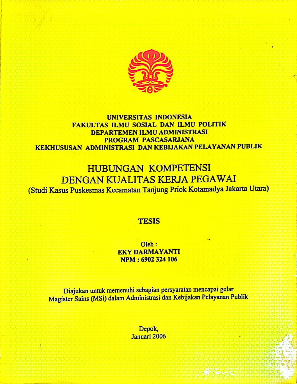 Hubungan Kompetensi dengan Kualitas Kerja Pegawai