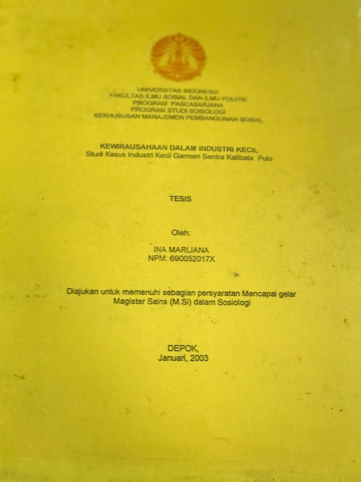Kewirausahaan dalam industri kecil