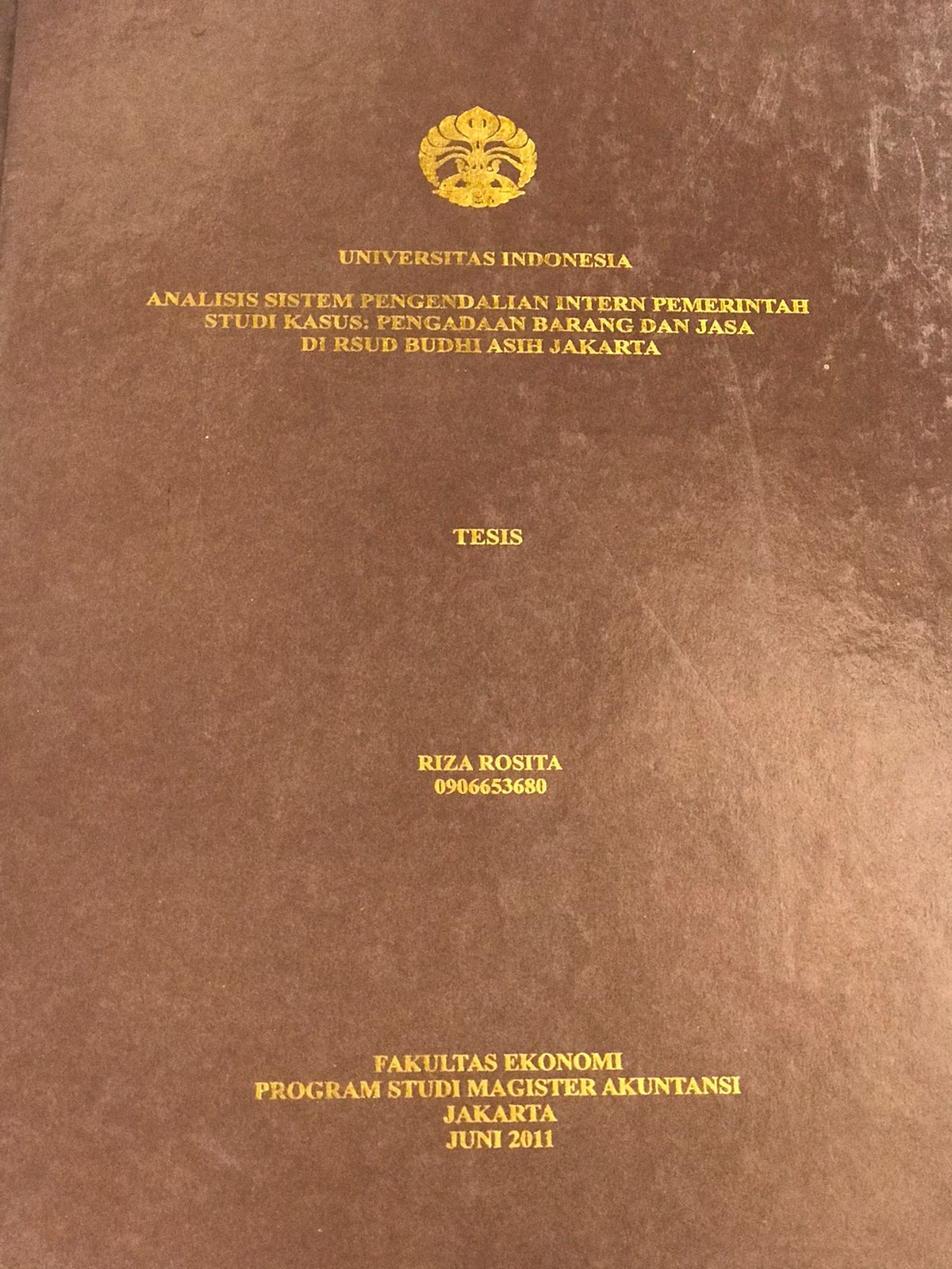 Analisis kasus pengendalian intern pemerintah studi kasus : pengadaan barang dan jasa di RSUD Budhi Asih Jakarta