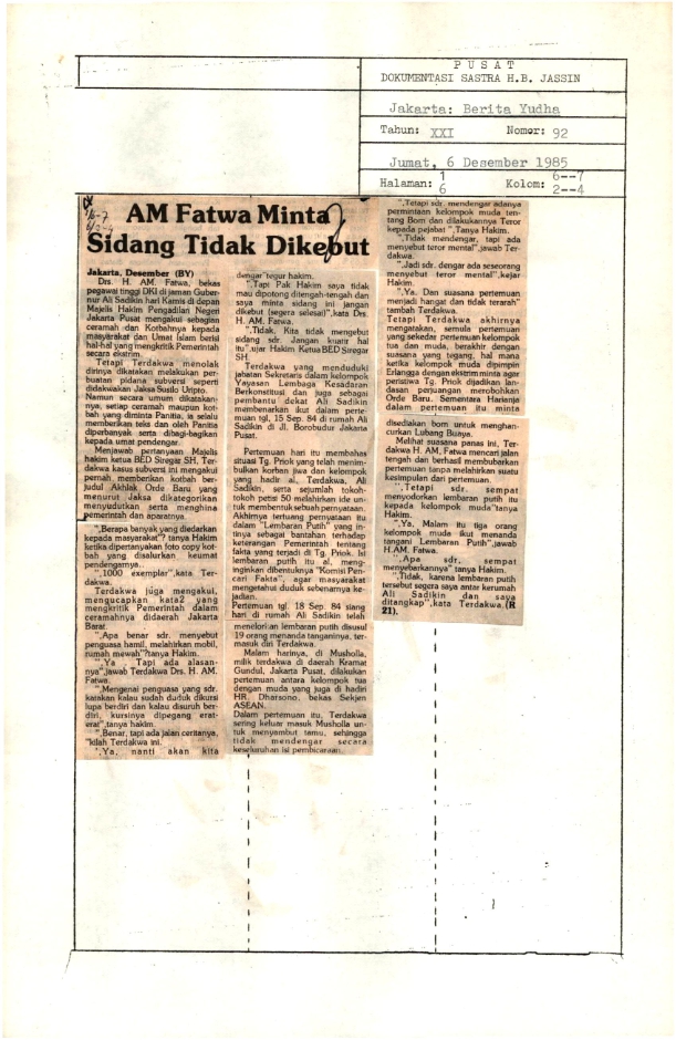 AM Fatwa minta sidang tidak dikebut