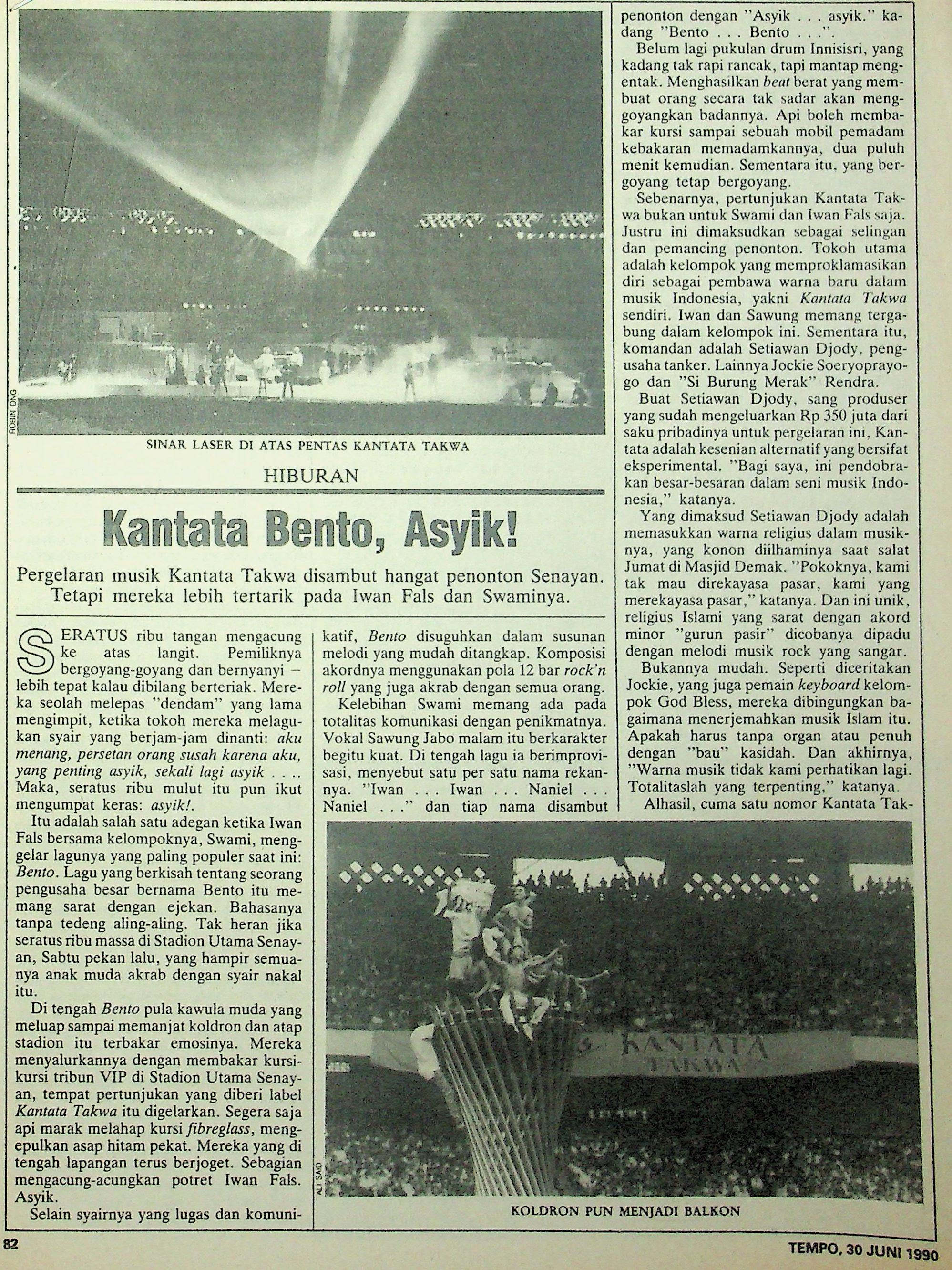 Kumpulan karya sastra dalam Majalah Tempo 30 Juni 1990