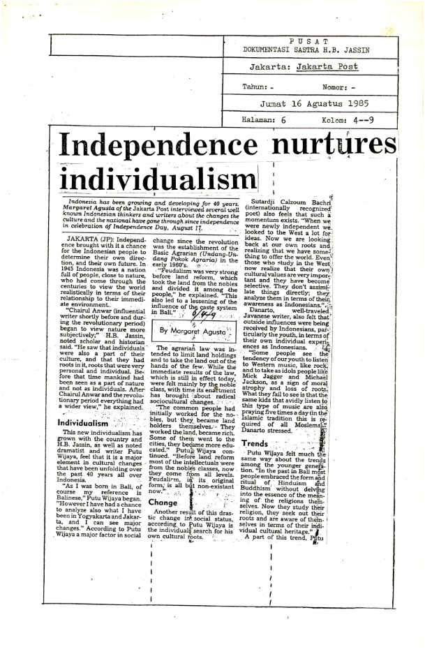 Independence nurtures individualism