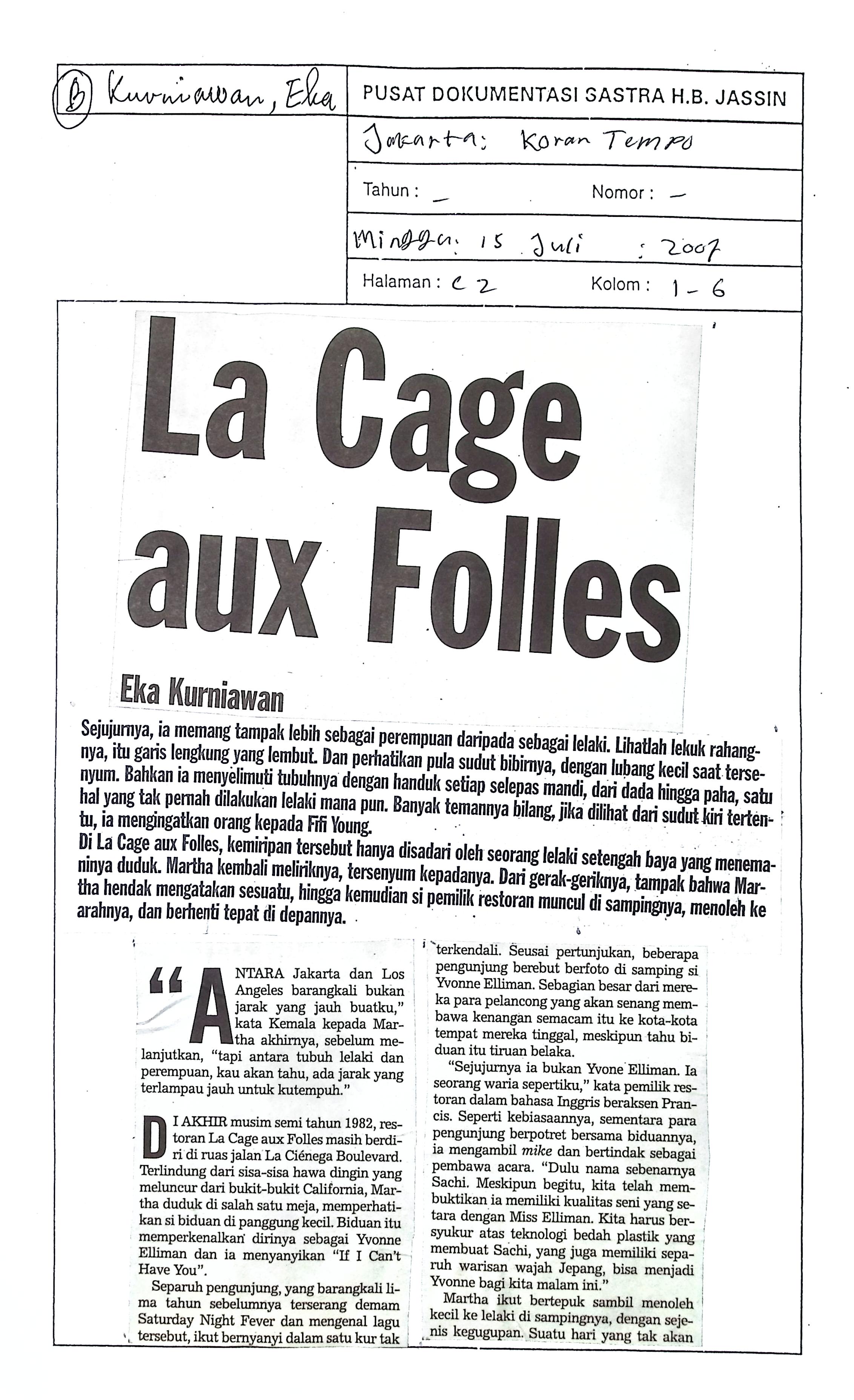 Cerpen la cage aux folles