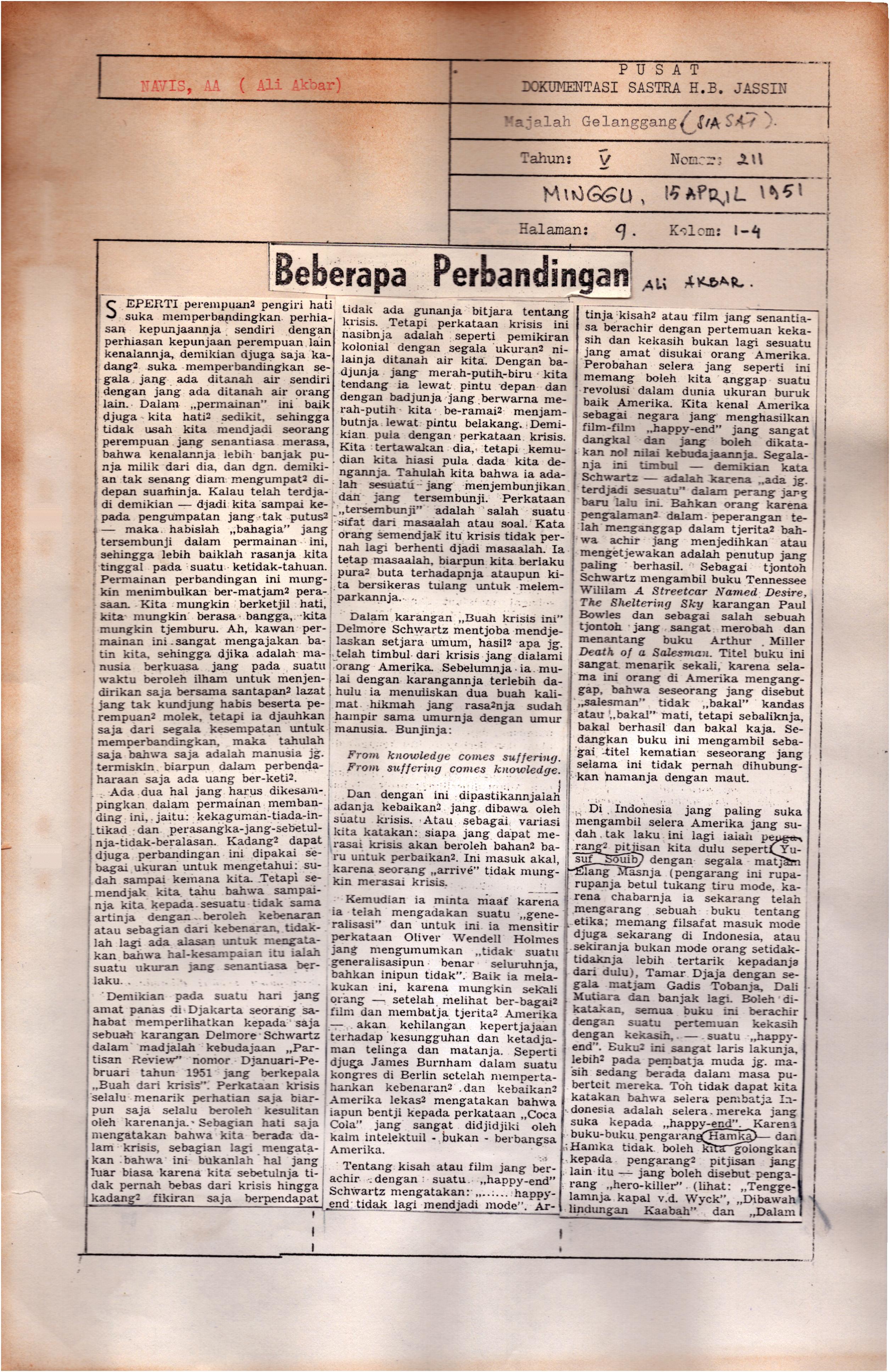 Beberapa perbandingan