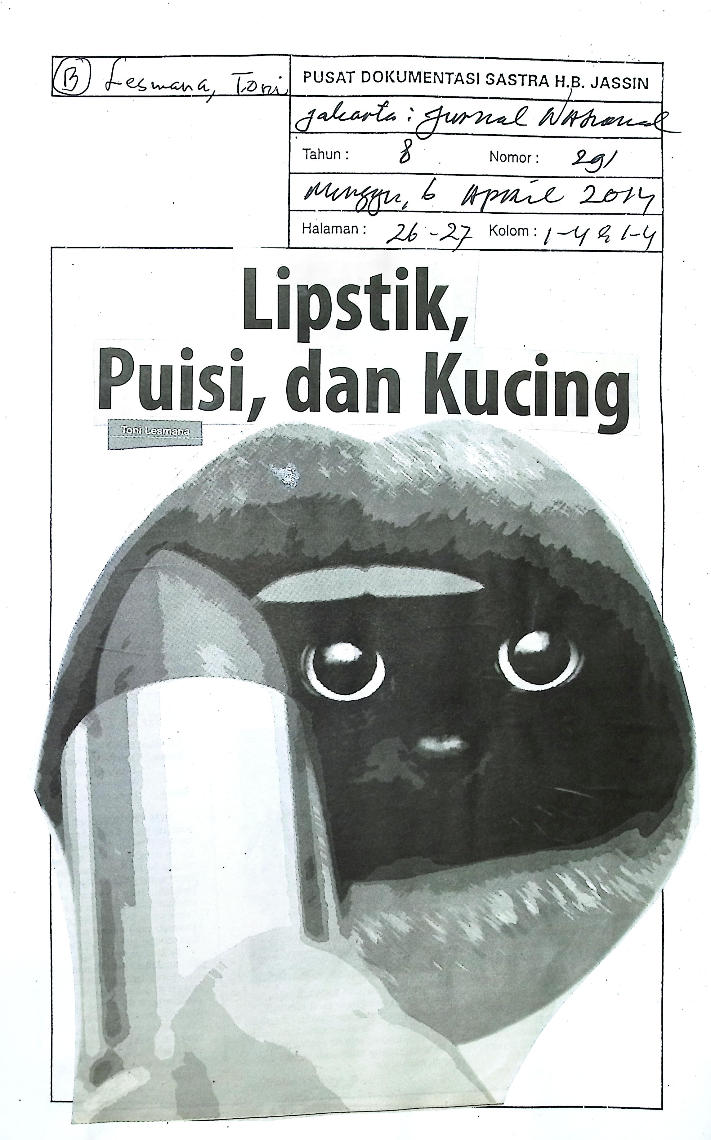 Cerpen lipstik, puisi, dan kucing