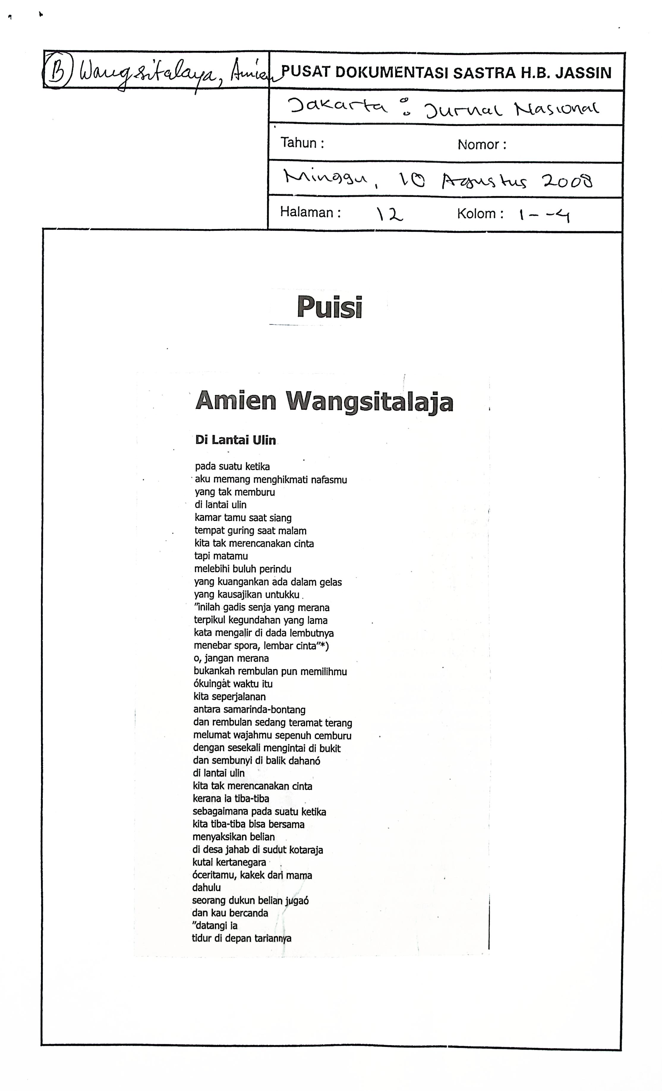 Puisi dilantai ulin