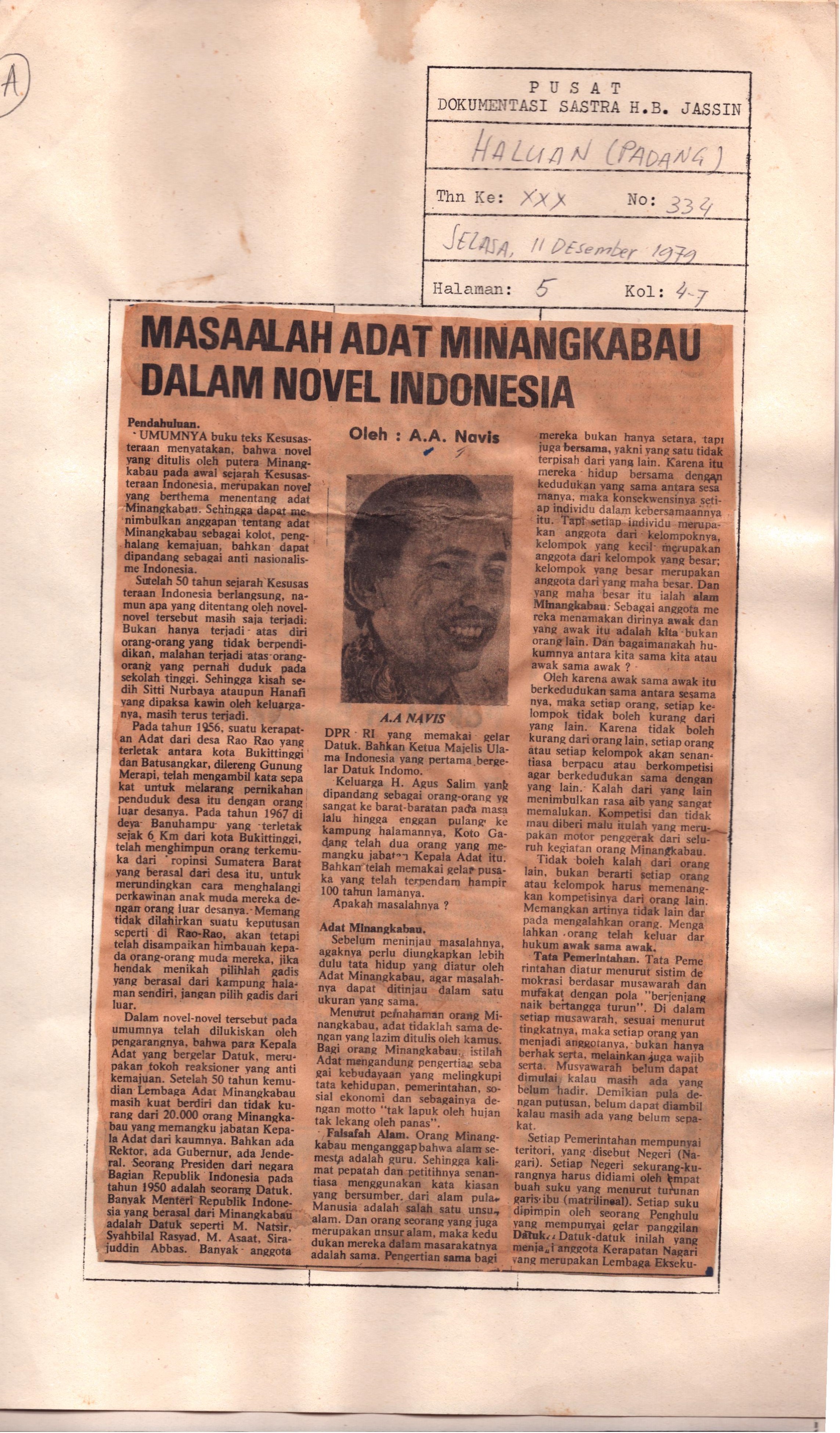 Masalah Adat Minangkabau dalam novel Indonesia