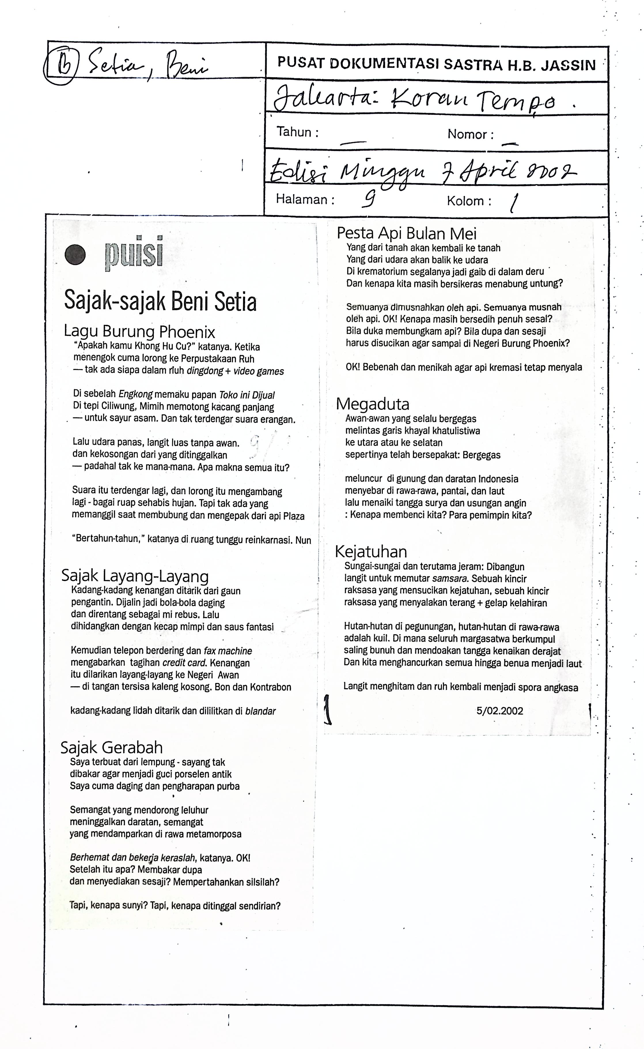 Puisi lagu burung phoenix