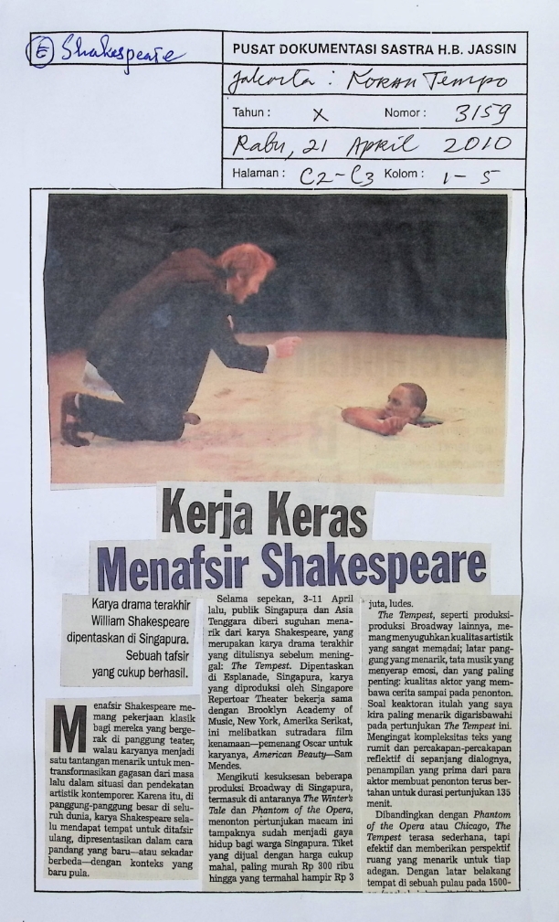 Kerja keras menafsir Shakespeare