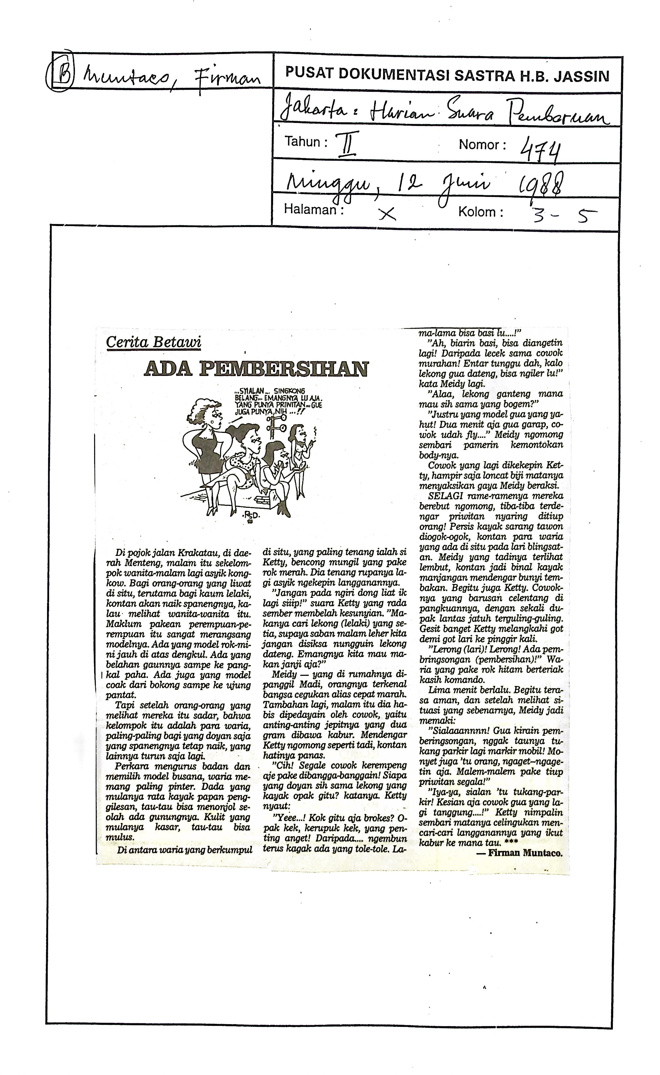Cerita Betawi ada pembersihan