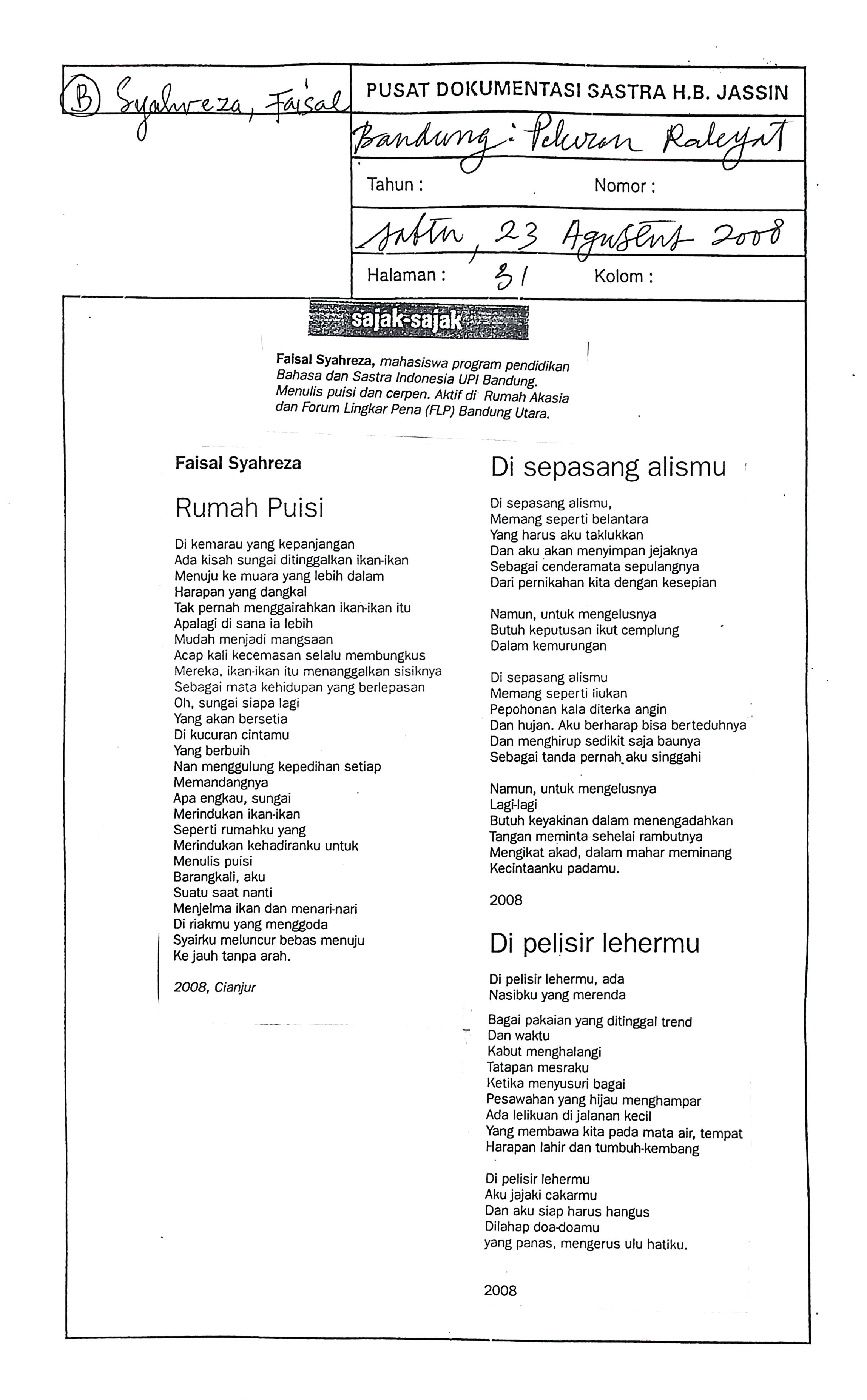 Sajak rumah puisi