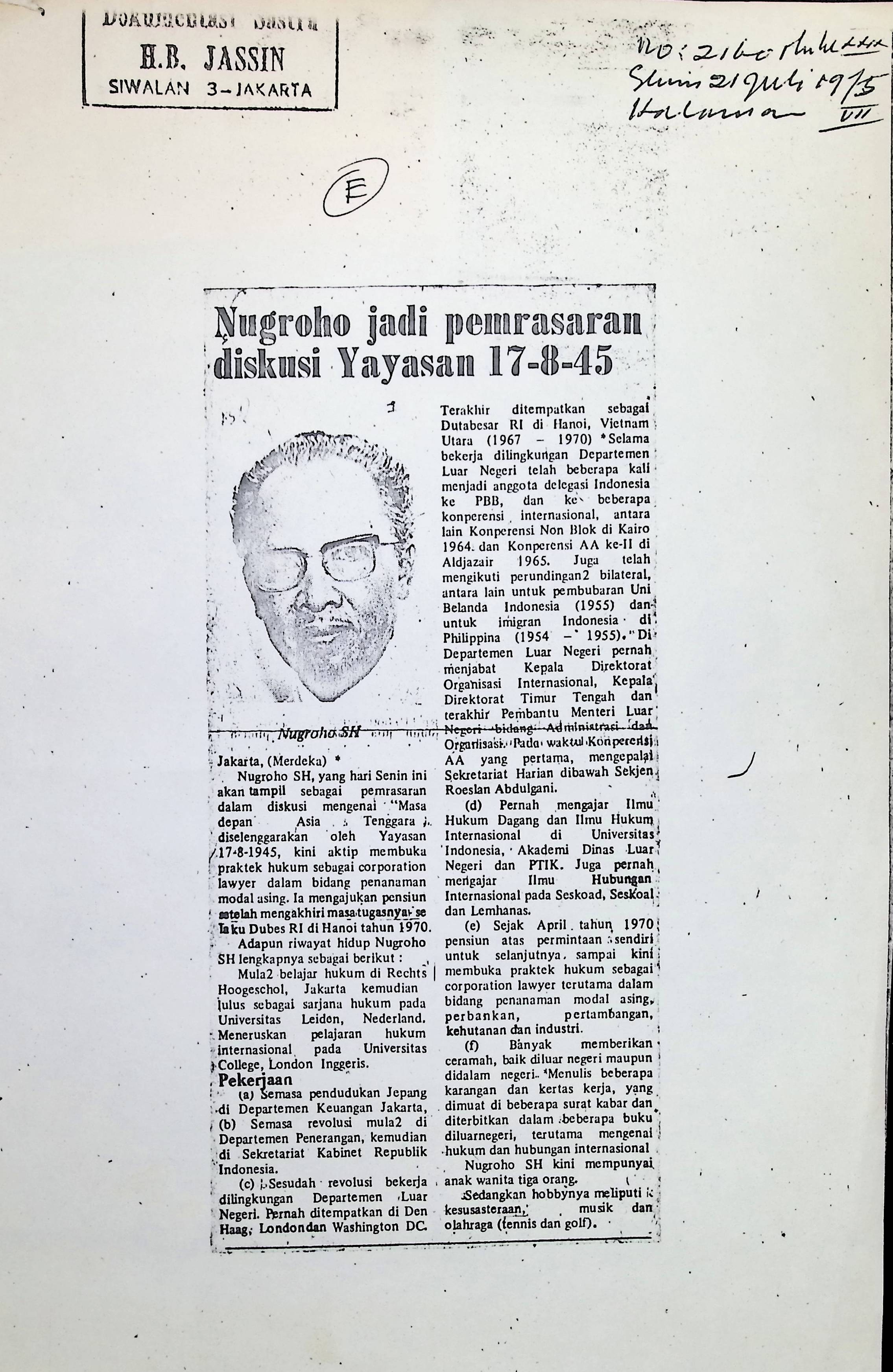 Nugroho jadi pemrasaran diskusi yayasan 17-8-45